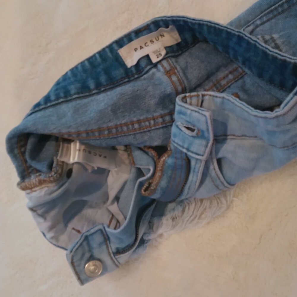 Pac Sun Womens π Cute Denim Front + Back Colorblock Mini Skater Jean Skirt π - Picture 5 of 5
